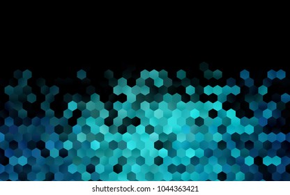 Dark BLUE vector polygonal illustration, which consist of hexagons. Hexagonal pattern for your business design. Geometric background in Origami style with gradient. 