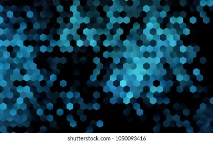 Dark BLUE vector polygonal illustration, which consist of hexagons. Hexagonal pattern for your business design. Geometric background in Origami style with gradient. 