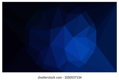 DARK BLUE vector polygonal illustration, which consist of triangles with a gemstone in center. Triangular design of a huge diamond for your business. Creative geometric background of gems.