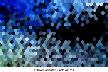 Dark BLUE vector polygonal illustration, which consist of hexagons. Hexagonal design for your business. Creative geometric background in Origami style with gradient