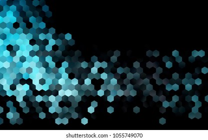 Dark BLUE vector polygonal illustration, which consist of hexagons. Hexagonal design for your business. Creative geometric background in Origami style with gradient