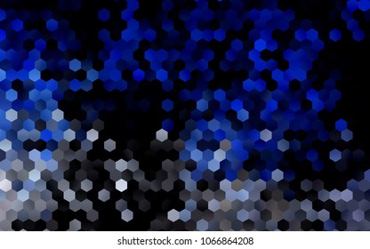 Dark BLUE vector polygonal illustration, which consist of hexagons. Hexagonal pattern for your business design. Geometric background in Origami style with gradient. 