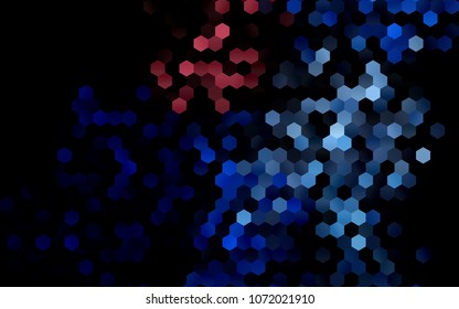 Dark BLUE vector polygonal illustration, which consist of hexagons. Hexagonal pattern for your business design. Geometric background in Origami style with gradient. 