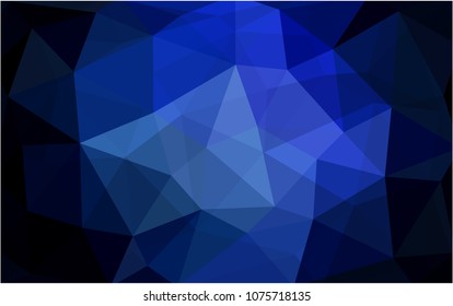 DARK BLUE vector polygonal illustration, which consist of triangles. Triangular pattern for your business design. Geometric background in Origami style with gradient. 
