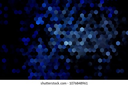 Dark BLUE vector polygonal illustration, which consist of hexagons. Hexagonal pattern for your business design. Geometric background in Origami style with gradient. 
