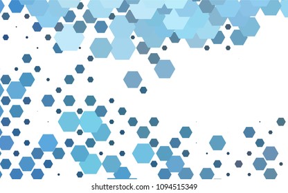 Dark BLUE vector polygonal illustration, which consist of hexagons. Hexagonal pattern for your business design. Geometric background in Origami style with gradient. 