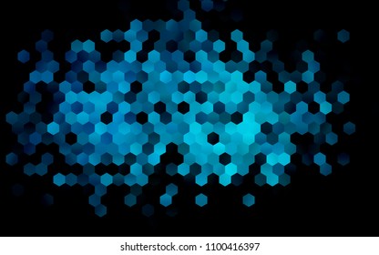 Dark BLUE vector polygonal illustration, which consist of hexagons. Hexagonal pattern for your business design. Geometric background in Origami style with gradient. 