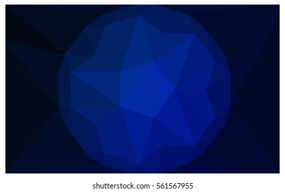 DARK BLUE vector polygonal illustration, which consist of triangles with a gemstone in center. Triangular design of a huge diamond for your business. Creative geometric background of gems.