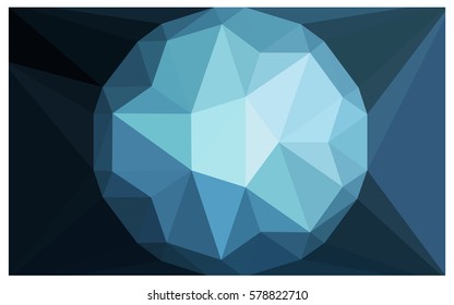 DARK BLUE vector polygonal illustration, which consist of triangles with a gemstone in center. Triangular design of a huge diamond for your business. Creative geometric background of gems.