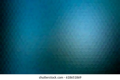 Dark blue vector polygonal illustration, which consist of hexagons. Hexagonal pattern for your business design. Geometric background in Origami style with gradient. 