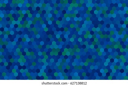 Dark BLUE vector polygonal illustration, which consist of hexagons. Hexagonal pattern for your business design. Geometric background in Origami style with gradient. 