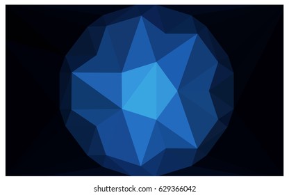 DARK BLUE vector polygonal illustration, which consist of triangles with a gemstone in center. Triangular design of a huge diamond for your business. Creative geometric background of gems.