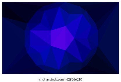 DARK BLUE vector polygonal illustration, which consist of triangles with a gemstone in center. Triangular design of a huge diamond for your business. Creative geometric background of gems.