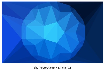 DARK BLUE vector polygonal illustration, which consist of triangles with a gemstone in center. Triangular design of a huge diamond for your business. Creative geometric background of gems.