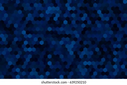 Dark BLUE vector polygonal illustration, which consist of hexagons. Hexagonal design for your business. Creative geometric background in Origami style with gradient