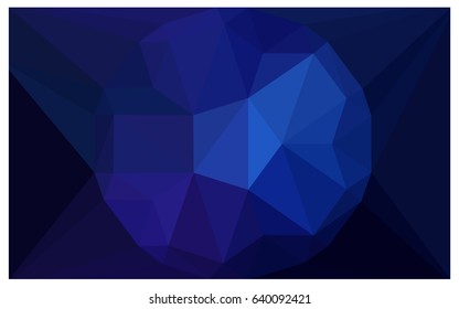 DARK BLUE vector polygonal illustration, which consist of triangles with a gemstone in center. Triangular design of a huge diamond for your business. Creative geometric background of gems.