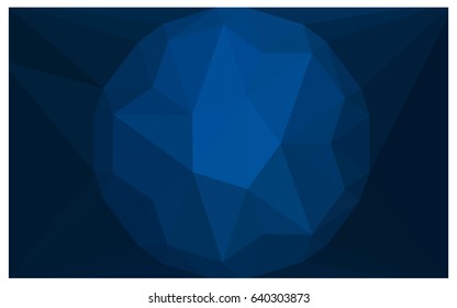 DARK BLUE vector polygonal illustration, which consist of triangles with a gemstone in center. Triangular design of a huge diamond for your business. Creative geometric background of gems.