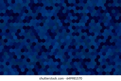 Dark BLUE vector polygonal illustration, which consist of hexagons. Hexagonal pattern for your business design. Geometric background in Origami style with gradient. 