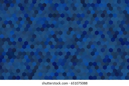 Dark BLUE vector polygonal illustration, which consist of hexagons. Hexagonal design for your business. Creative geometric background in Origami style with gradient