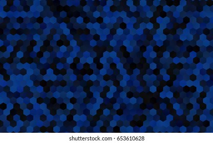 Dark BLUE vector polygonal illustration, which consist of hexagons. Hexagonal pattern for your business design. Geometric background in Origami style with gradient. 