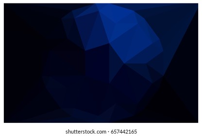 DARK BLUE vector polygonal illustration, which consist of triangles with a gemstone in center. Triangular design of a huge diamond for your business. Creative geometric background of gems.