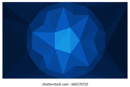 DARK BLUE vector polygonal illustration, which consist of triangles with a gemstone in center. Triangular design of a huge diamond for your business. Creative geometric background of gems.