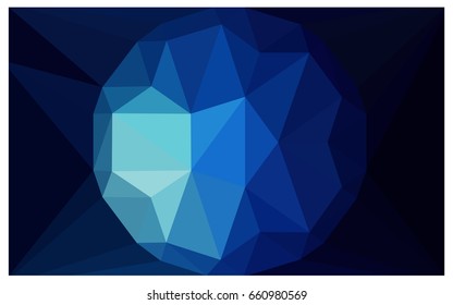 DARK BLUE vector polygonal illustration, which consist of triangles with a gemstone in center. Triangular design of a huge diamond for your business. Creative geometric background of gems.