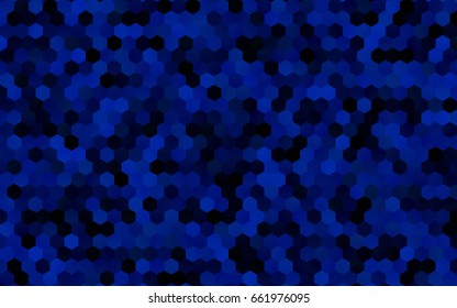 Dark BLUE vector polygonal illustration, which consist of hexagons. Hexagonal pattern for your business design. Geometric background in Origami style with gradient. 