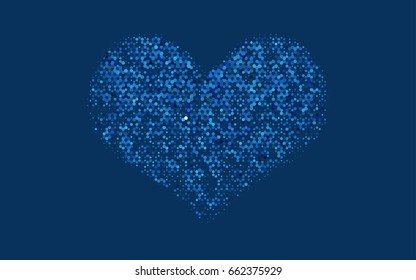 Dark BLUE vector polygonal illustration, which consist of hexagons. Hexagonal design for your business. Creative geometric background in Origami style with gradient