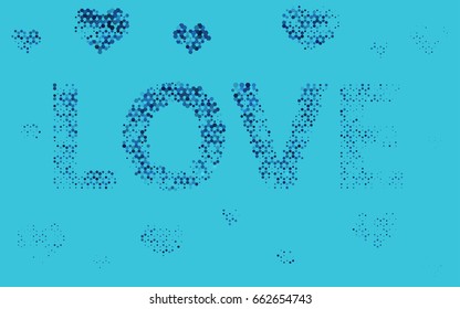 Dark BLUE vector polygonal illustration, which consist of hexagons. Hexagonal pattern for your business design. Geometric background in Origami style with gradient. 