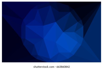 DARK BLUE vector polygonal illustration, which consist of triangles with a gemstone in center. Triangular design of a huge diamond for your business. Creative geometric background of gems.