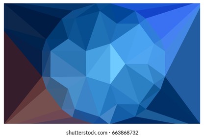 DARK BLUE vector polygonal illustration, which consist of triangles with a gemstone in center. Triangular design of a huge diamond for your business. Creative geometric background of gems.
