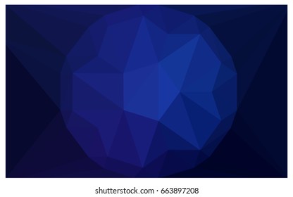 DARK BLUE vector polygonal illustration, which consist of triangles with a gemstone in center. Triangular design of a huge diamond for your business. Creative geometric background of gems.