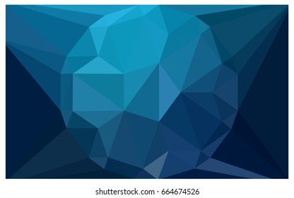 DARK BLUE vector polygonal illustration, which consist of triangles with a gemstone in center. Triangular design of a huge diamond for your business. Creative geometric background of gems.