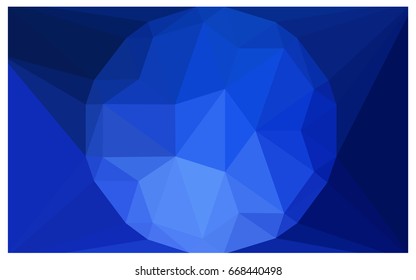 DARK BLUE vector polygonal illustration, which consist of triangles with a gemstone in center. Triangular design of a huge diamond for your business. Creative geometric background of gems.