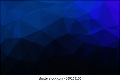 DARK BLUE vector polygonal illustration, which consist of triangles. Triangular pattern for your business design. Geometric background in Origami style with gradient. 