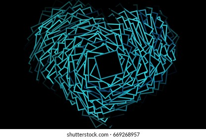 Dark BLUE vector polygonal illustration, which consist of rectangles. Rectangular pattern for your business design. Geometric background in Origami style with gradient. 