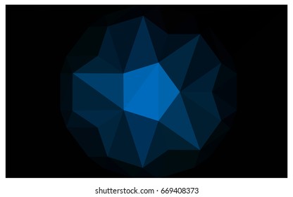 DARK BLUE vector polygonal illustration, which consist of triangles with a gemstone in center. Triangular design of a huge diamond for your business. Creative geometric background of gems.