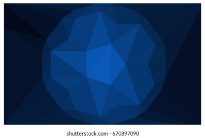 DARK BLUE vector polygonal illustration, which consist of triangles with a gemstone in center. Triangular design of a huge diamond for your business. Creative geometric background of gems.