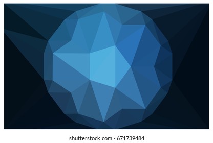 DARK BLUE vector polygonal illustration, which consist of triangles with a gemstone in center. Triangular design of a huge diamond for your business. Creative geometric background of gems.