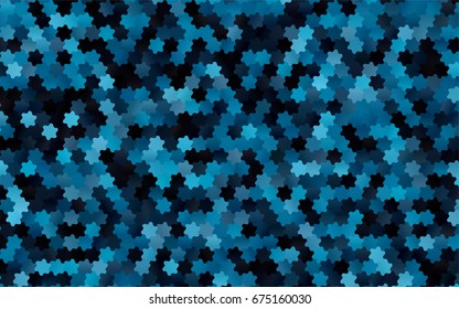 Dark BLUE vector polygonal illustration, which consist of hexagons. Hexagonal design for your business. Creative geometric background in Origami style with gradient