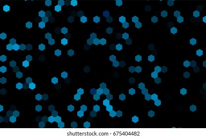 Dark BLUE vector polygonal illustration, which consist of hexagons. Hexagonal pattern for your business design. Geometric background in Origami style with gradient. 