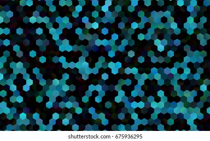 Dark BLUE vector polygonal illustration, which consist of hexagons. Hexagonal pattern for your business design. Geometric background in Origami style with gradient. 