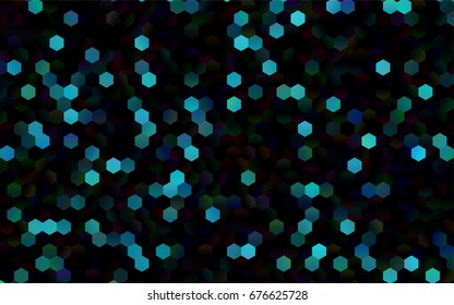 Dark BLUE vector polygonal illustration, which consist of hexagons. Hexagonal pattern for your business design. Geometric background in Origami style with gradient. 