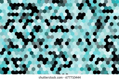 Dark BLUE vector polygonal illustration, which consist of hexagons. Hexagonal pattern for your business design. Geometric background in Origami style with gradient. 