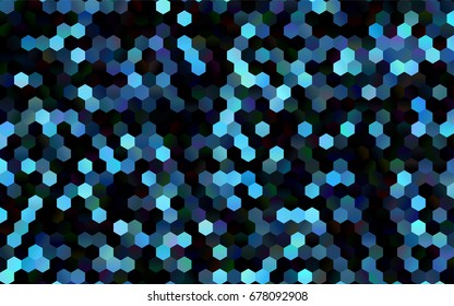 Dark BLUE vector polygonal illustration, which consist of hexagons. Hexagonal design for your business. Creative geometric background in Origami style with gradient