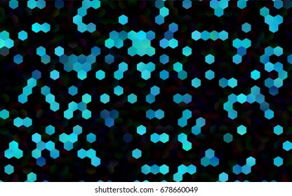 Dark BLUE vector polygonal illustration, which consist of hexagons. Hexagonal design for your business. Creative geometric background in Origami style with gradient