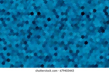 Dark BLUE vector polygonal illustration, which consist of hexagons. Hexagonal pattern for your business design. Geometric background in Origami style with gradient. 