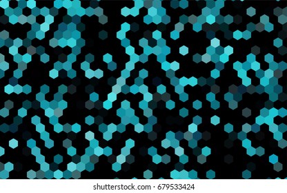 Dark BLUE vector polygonal illustration, which consist of hexagons. Hexagonal design for your business. Creative geometric background in Origami style with gradient