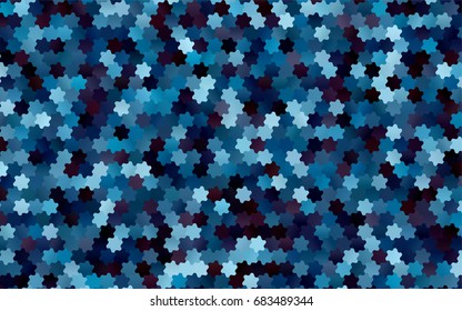 Dark BLUE vector polygonal illustration, which consist of hexagons. Hexagonal pattern for your business design. Geometric background in Origami style with gradient. 